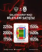Hatayspor-Galatasaray Maçına Bilet Fiyatları Belli Oldu!